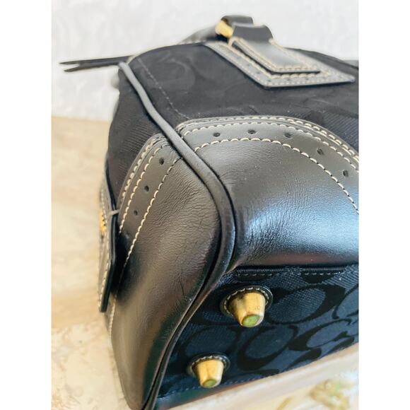 Coach Hampton black canvas leather shoulder bag Carryall 10532 - Picture 7 of 10